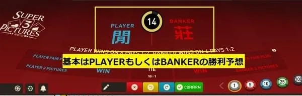 3 Card Baccaratのプレイ画面
