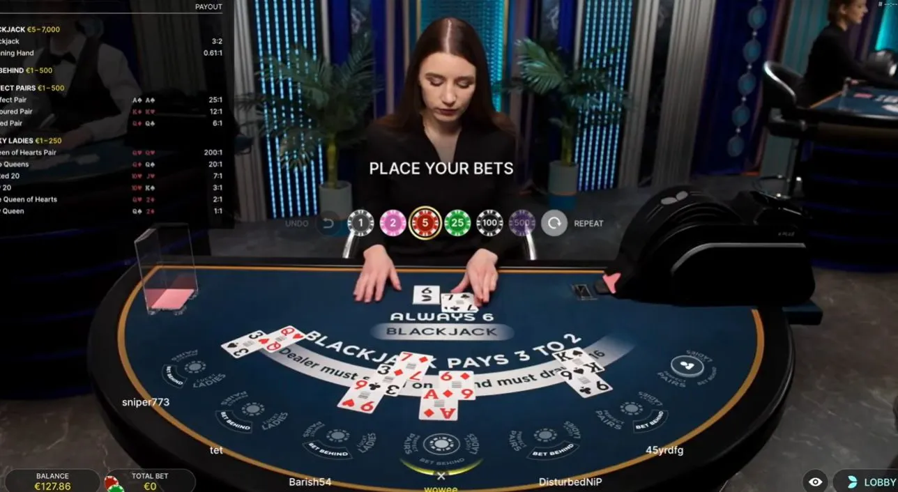 Always 6 Blackjackのプレイ画面