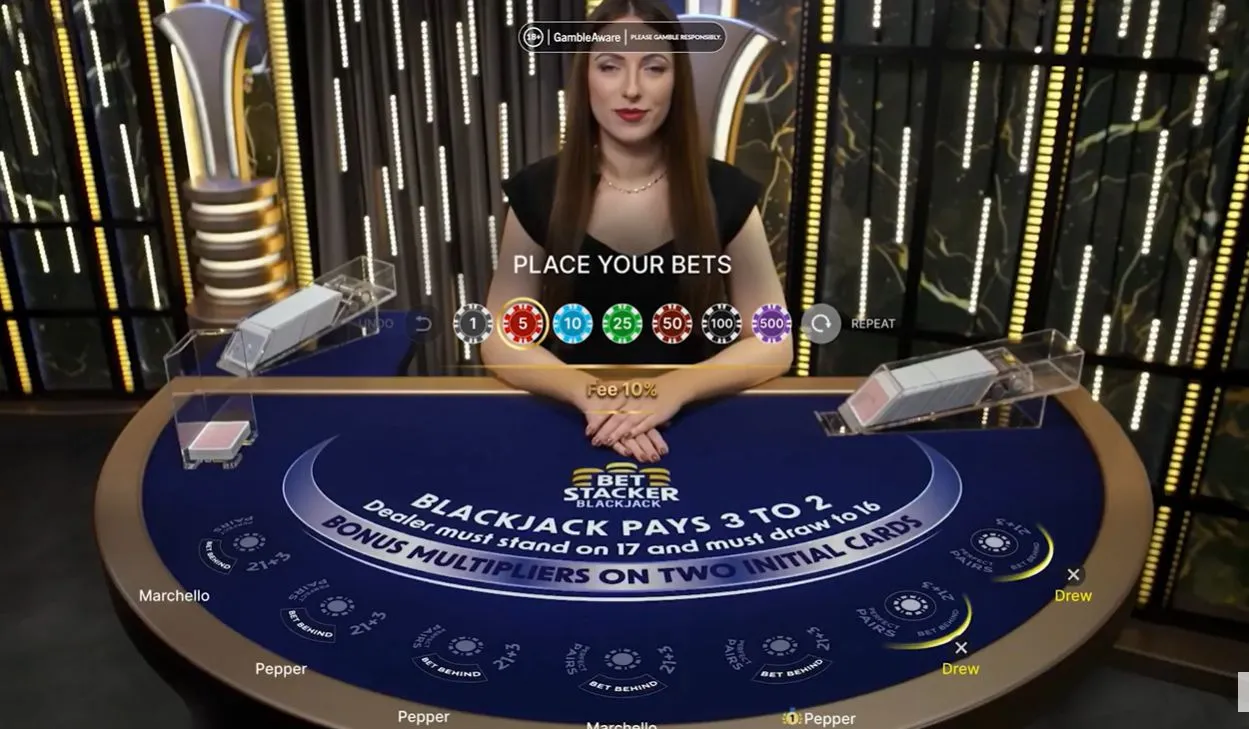 Bet Stacker Blackjackのプレイ画面